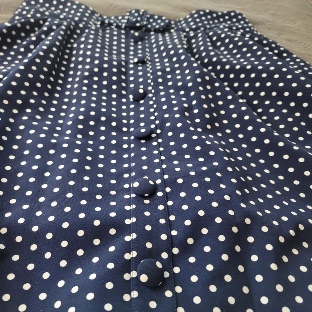 EUC 1X Modcloth Navy Polkadot Skirt - Picture 3 of 8